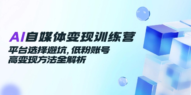 AI自媒体变现训练营，平台选择避坑，低粉账号高变现方法全解析-柒浠资源网