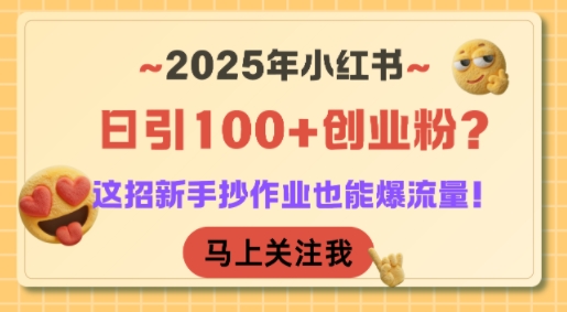 2025年小红书日引100+创业粉？这招新手抄作业也能爆流量！-柒浠资源网