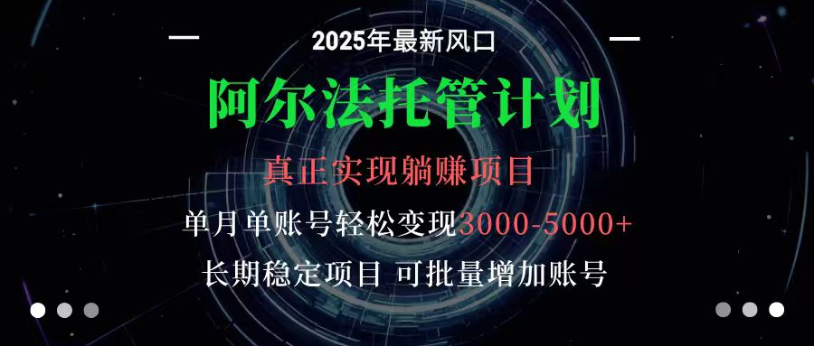 阿尔法托管计划 单账号月入3000-5000,长期稳定项目,新手小白轻松上手-柒浠资源网