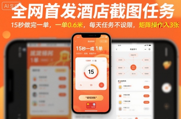 全网首发酒店截图任务，15秒做完一单，一单0.6米，每天任务不设限，矩阵操作日入3张【揭秘】-柒浠资源网