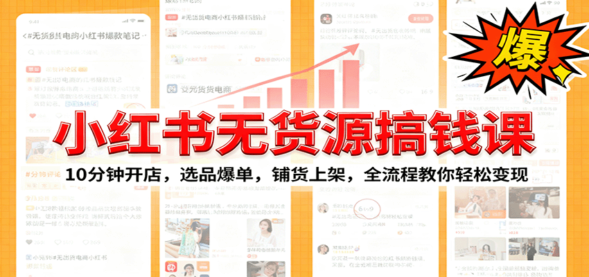小红书无货源爆单课：10分钟开店，选品爆单，铺货上架，全流程教你轻松变现-柒浠资源网