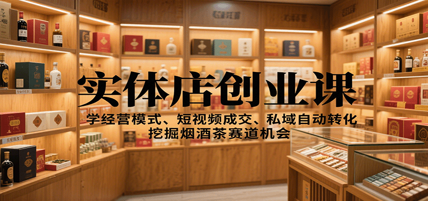 实体店创业课：学经营模式、短视频成交、私域自动转化，挖掘烟酒茶赛道机会-柒浠资源网