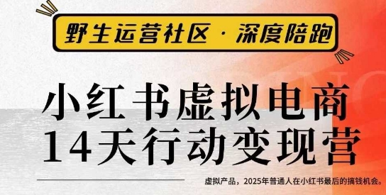 小红书虚拟电商14天变现训练营3.0，​虚拟产品，2025年普通人在小红书最后的搞钱机会-柒浠资源网