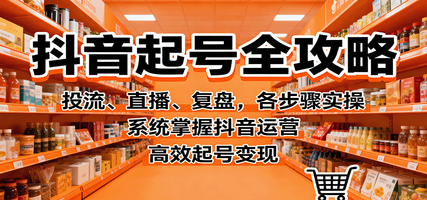 抖音起号全攻略，投流、直播、复盘，各步骤实操，系统掌握抖音运营，高效起号变现-柒浠资源网