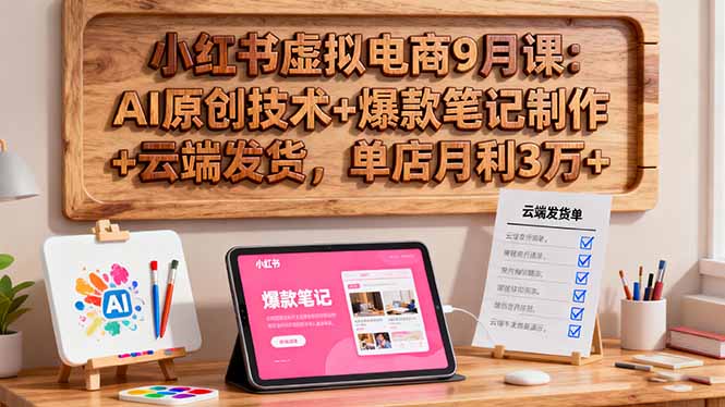 小红书虚拟电商9月课：AI原创技术+爆款笔记制作+云端发货，单店月利3万+-柒浠资源网