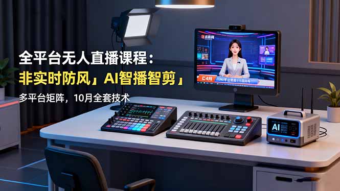 全平台无人直播课程：非实时防风＋AI智播智剪＋多平台矩阵，10月全套技术-柒浠资源网