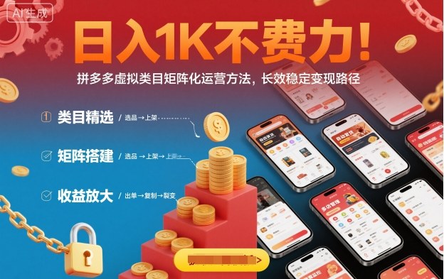 日入1K不费力！拼多多虚拟类目矩阵化运营方法，长效稳定变现路径-柒浠资源网