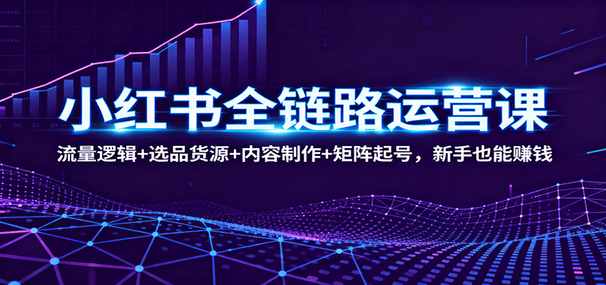 小红书全链路运营课：流量逻辑+选品货源+内容制作+矩阵起号，新手也能赚钱-柒浠资源网