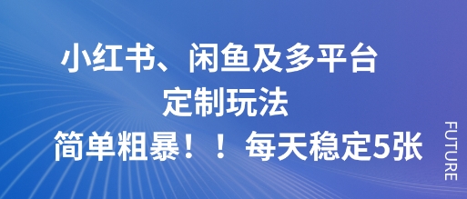 小红书、闲鱼及多平台定制玩法简单粗暴！每天稳定5张-柒浠资源网