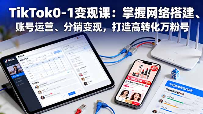TikTok0-1变现课：掌握网络搭建、账号运营、分销变现，打造高转化万粉号-柒浠资源网