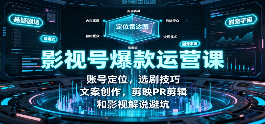影视号爆款运营课：账号定位，选剧技巧，文案创作，剪映PR剪辑和影视解说避坑-柒浠资源网