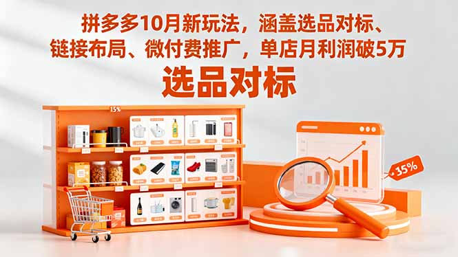 拼多多10月新玩法，涵盖选品对标、链接布局、微付费推广，单店月利润破5万-柒浠资源网