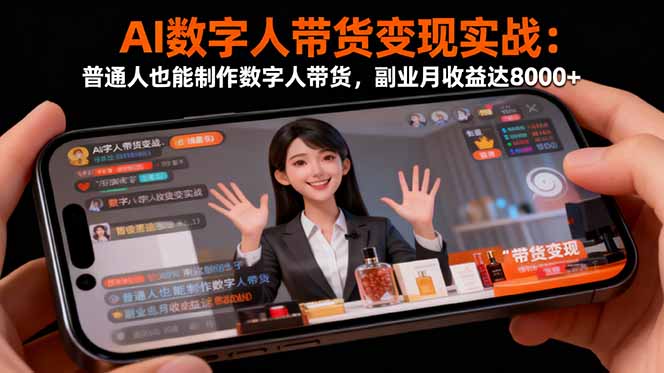 AI数字人带货变现实战：普通人也能制作数字人带货，副业月收益达8000+-柒浠资源网