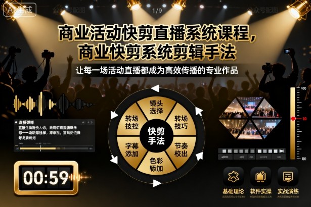 商业活动快剪直播系统课程，商业快剪系统剪辑手法-柒浠资源网