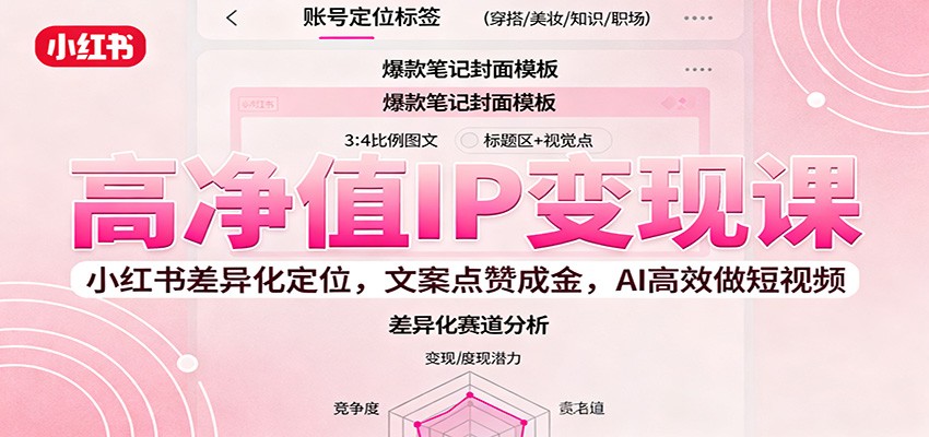 高净值IP变现课：小红书差异化定位，文案点赞成金， AI高效做短视频-柒浠资源网