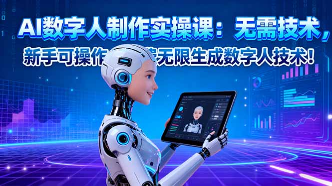 AI数字人制作实操课：无需技术，新手可操作，免费无限生成数字人技术！-柒浠资源网