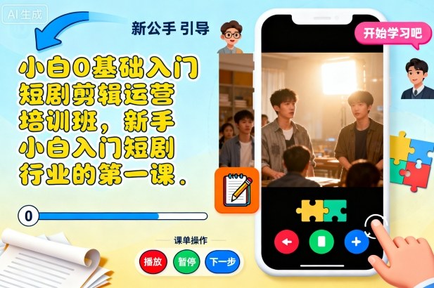 小白0基础入门短剧剪辑运营培训班，新手小白入门短剧行业的第一课-柒浠资源网