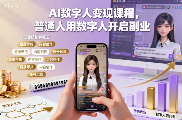 AI数字人变现课程，普通人用数字人开启副业-柒浠资源网