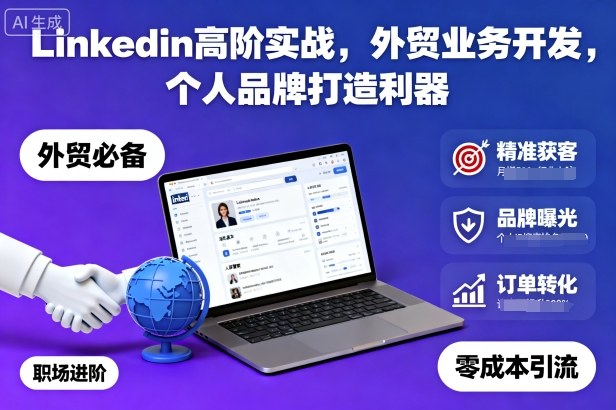 Linkedin高阶实战，外贸业务开发，个人品牌打造利器-柒浠资源网