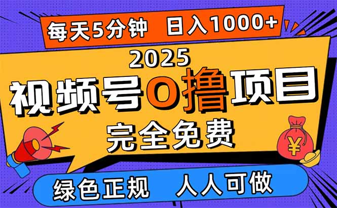 2025视频号0撸项目，5分钟一个号，日入1000+，人人可做-柒浠资源网