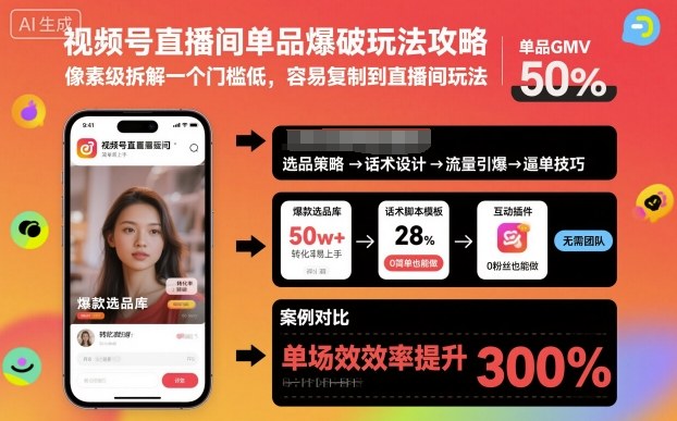 视频号直播间单品爆破玩法攻略，像素级拆解一个门槛低，容易复制到直播间玩法-柒浠资源网