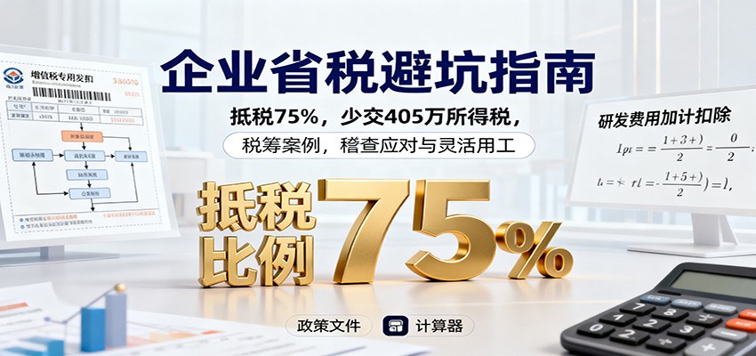 企业省税避坑指南:抵税75%,少交405万所得税,税筹案例,稽查应对与灵活用工-柒浠资源网