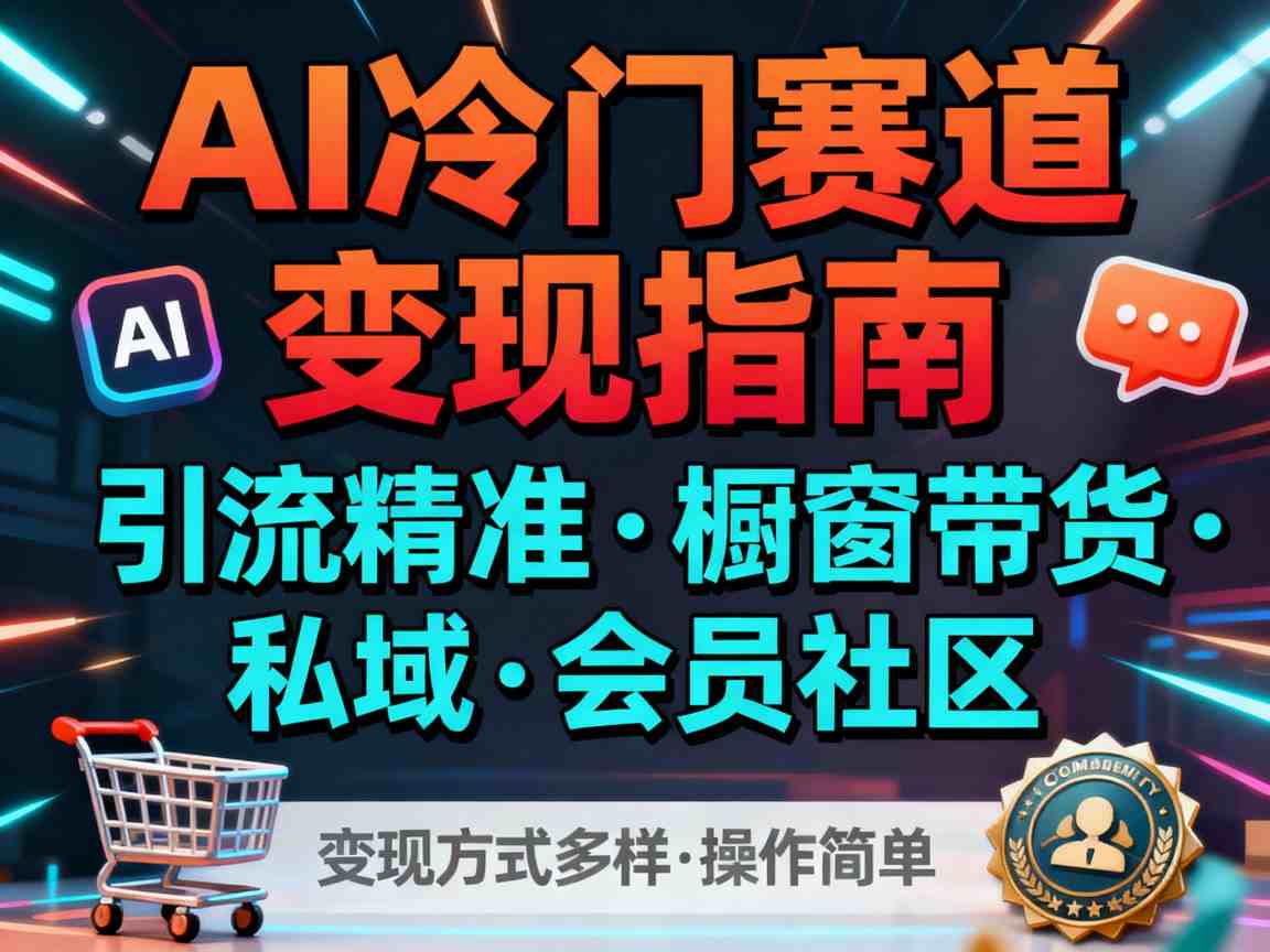 AI冷门赛道，引流精准，橱窗带货+私域+会员社区，变现方式多样，操作简单-柒浠资源网