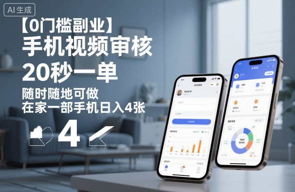 【0门槛副业】手机视频审核，20秒一单，随时随地可做，在家一部手机日入4张【揭秘】-柒浠资源网