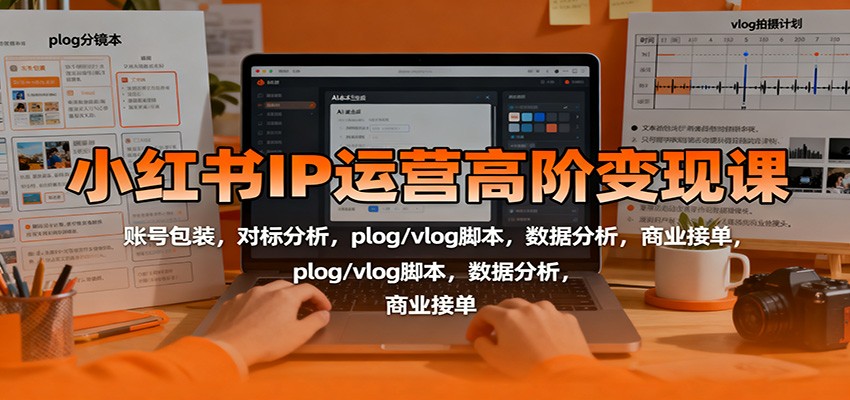 小红书IP运营高阶变现课：账号包装，对标分析，plog/vlog脚本，数据分析，商业接单-柒浠资源网