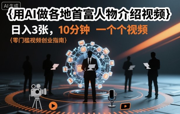 用AI做各地首富人物介绍视频，日入3张，10分钟一个视频-柒浠资源网