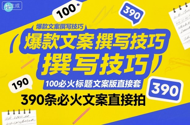 爆款文案撰写技巧，100个必火标题文案模版直接套，390条必火文案直接拍-柒浠资源网