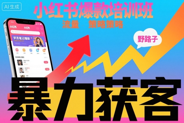 小红书爆款培训班，小红书获客野路子流量打法，暴力持续获客-柒浠资源网
