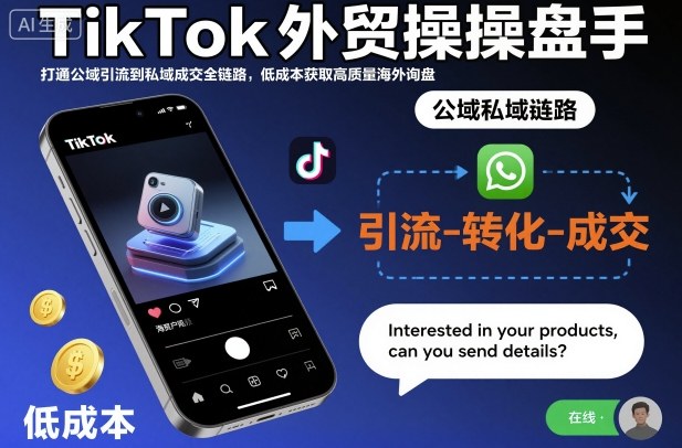 TikTok外贸操盘手，打通公域引流到私域成交全链路，低成本获取高质量海外询盘-柒浠资源网