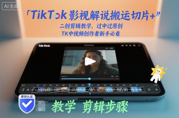 TikTok影视解说搬运切片+二创剪辑教学，过中过原创，TK中视频创作者新手必看-柒浠资源网