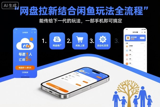 网盘拉新结合闲鱼玩法全流程，能传给下一代的玩法，一部手机即可搞定(附入口渠道以及实操教程)-柒浠资源网