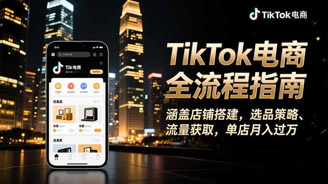 TikTok电商全流程指南，涵盖店铺搭建、选品策略、流量获取，单店月入过万-柒浠资源网