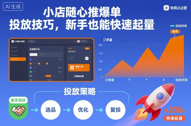 小店随心推爆单投放技巧，新手也能快速起量-柒浠资源网