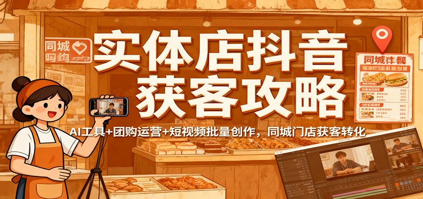 实体店抖音获客攻略:AI工具+团购运营+短视频批量创作,同城门店获客转化-柒浠资源网