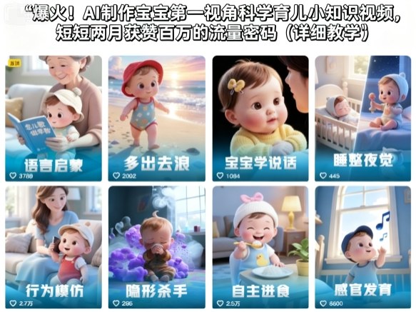 爆火！AI制作宝宝第一视角科学育儿小知识视频，短短两月获赞百万的流量密码(详细教学)-柒浠资源网