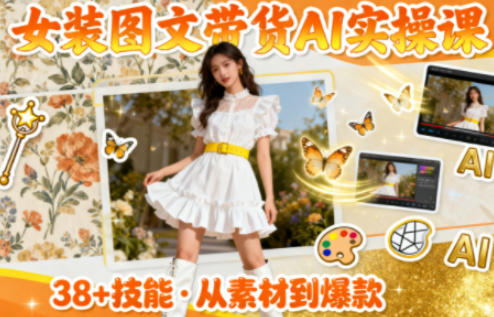 女装图文带货的AI实操课，覆盖38个实用技能，快速提升素材制作效率-柒浠资源网