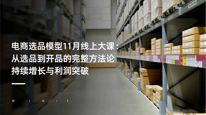 电商选品模型11月线上大课：从选品到开品的完整方法论 持续增长与利润突破-柒浠资源网