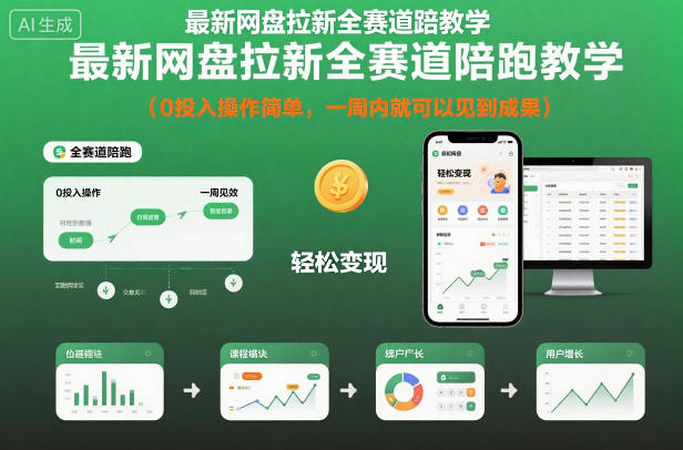 最新网盘拉新全赛道陪跑教学，0投入操作简单，一周内就可以见到成果-柒浠资源网