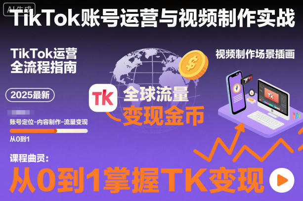 2025最新TikTok账号运营与视频制作实战全流程，从0到1掌握TK变现(含11月最新TK搬运技术)-柒浠资源网