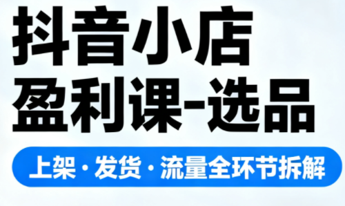 抖音小店盈利课-选品·上架·发货·流量全环节拆解-柒浠资源网