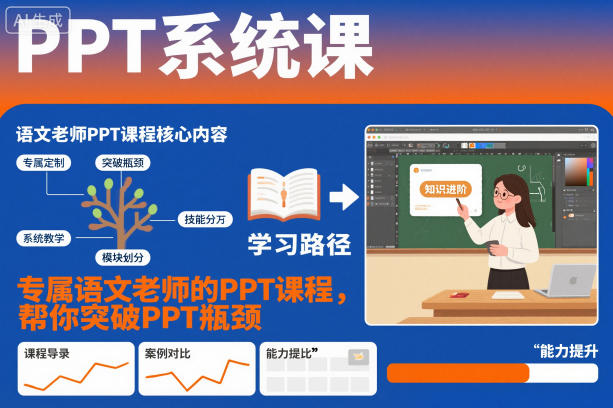 PPT系统课，专属语文老师的PPT课程，帮你突破PPT瓶颈-柒浠资源网