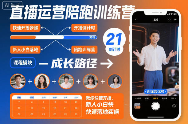 直播运营陪跑训练营，教你快速开播，新人小白快速落地实操-柒浠资源网