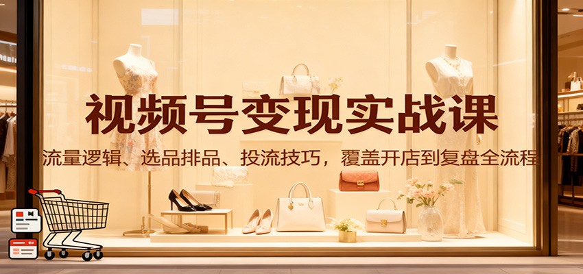 视频号变现实战课:流量逻辑、选品排品、投流技巧,覆盖开店到复盘全流程-柒浠资源网
