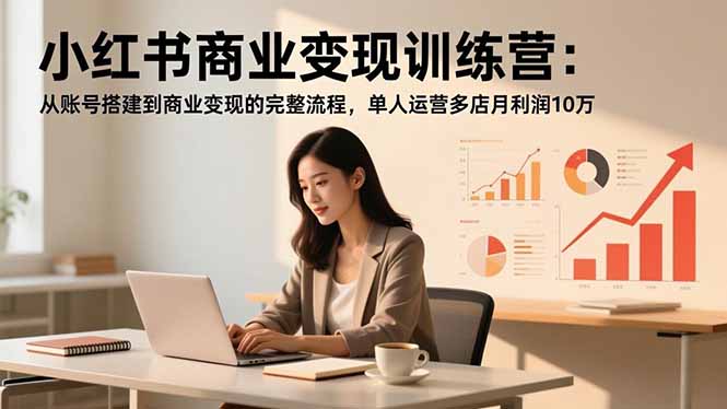 小红书商业变现训练营：从账号搭建到商业变现的完整流程，单人运营多店月利润10万-柒浠资源网