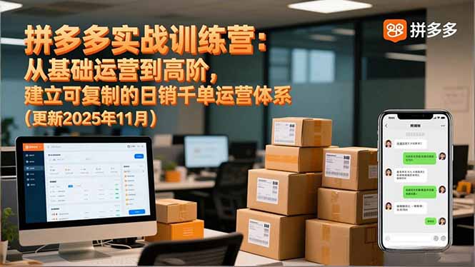 拼多多实战训练营：从基础运营到高阶，建立可复制的日销千单运营体系(更新11月-柒浠资源网