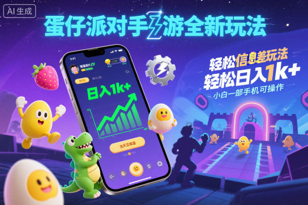 蛋仔派对手游全新玩法，轻松日入1k+，风口信息差玩法，当天见收益，小白一部手机可操作-柒浠资源网